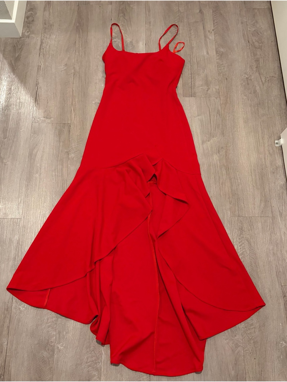 Selfie Leslie Red Asymmetrical Hemline Dress